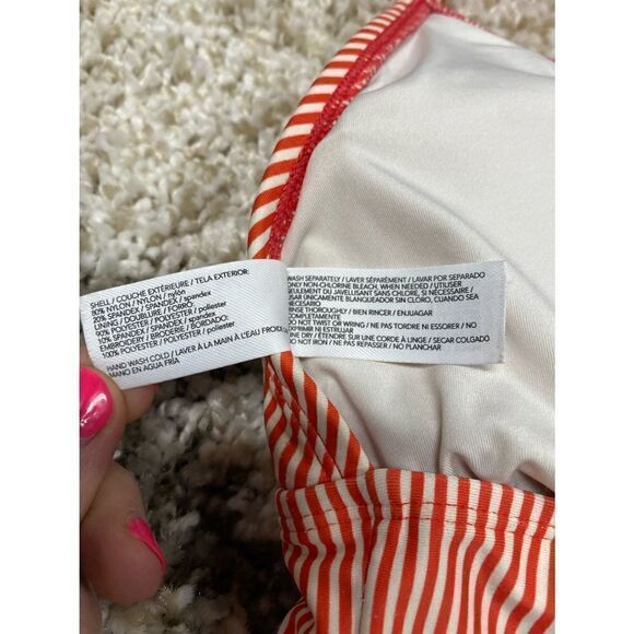 Mae Orange Stripe Embroidered Bikini Top Size Large - Picture 6 of 6